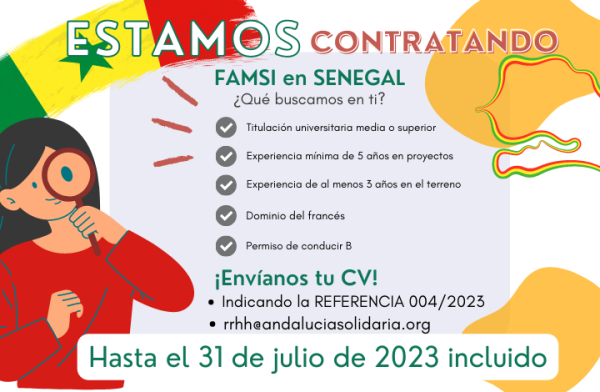 OFERTA DE EMPLEO: abierto el proceso de recepci&oacute;n de CV para cubrir una plaza en Senegal